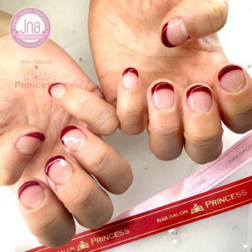 つくばみらい市　フレンチネイル　ボルドーネイル　ネイルサロンプリンセス