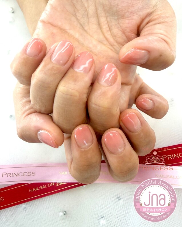みらい平ネイルサロン　サーモンピンクネイル　グラデーションネイル　ネイルサロンプリンセス