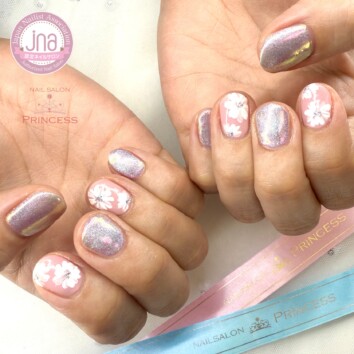 つくばみらい市 フラワーネイル うるうるネイル ネイルサロンプリンセス