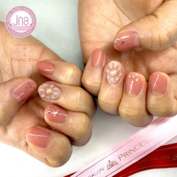 みらい平 ぷっくりフラワーネイル 春ネイル ネイルサロンプリンセス