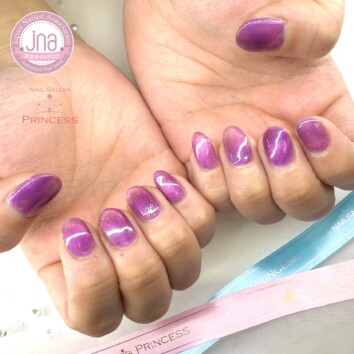 みらい平 マグネットネイル パープルネイル ネイルサロンプリンセス