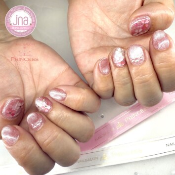 つくばみらい市 マグネットネイル 桜ホロネイル ネイルサロンプリンセス