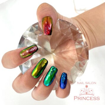 つくばみらい市 タマムシネイル オーロラネイル ネイルサロンプリンセス