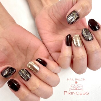 つくばみらい市　ニュアンスネイル　ブラウンネイル　ネイルサロンプリンセス