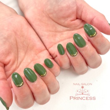 つくばみらい市　カーキネイル　秋ネイル　ネイルサロンプリンセス