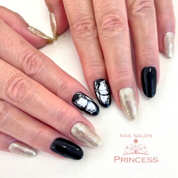 つくばみらい市　蝶々ネイル　バタフライネイル　ネイルサロンプリンセス