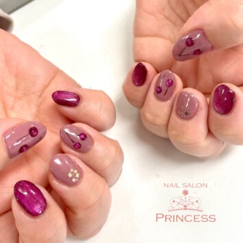 みらい平　さくらんぼネイル　マグネットネイル　ネイルサロンプリンセス