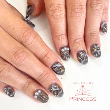 みらい平 大理石ネイル 人魚の鱗ネイル ネイルサロンプリンセス