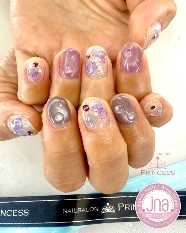 つくばみらい市ネイルサロン 紫陽花ネイル 梅雨ネイル ネイルサロンプリンセス