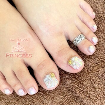 つくばみらい市　フットネイル　マグネットネイル　人魚の鱗ネイル　ネイルサロンプリンセス
