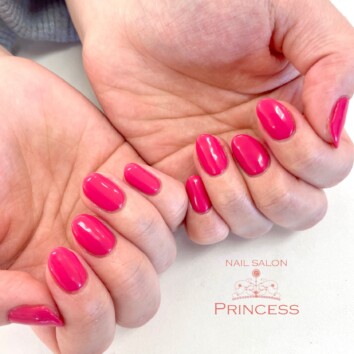 つくばみらい市　ピンクネイル　ワンカラーネイル　ネイルサロンプリンセス