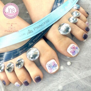 みらい平　紫陽花ネイル　フットネイル　ネイルサロンプリンセス