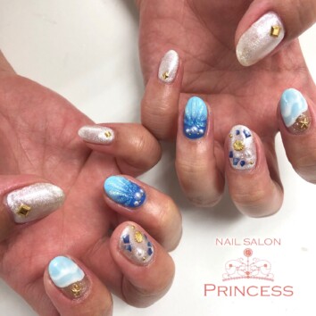 つくばみらい市 人魚の鱗ネイル ネイルサロンプリンセス