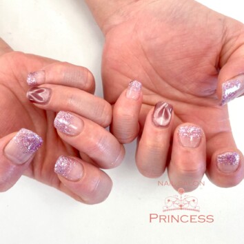 みらい平　ラメグラデーション　ハートマグネット　ネイルサロンプリンセス