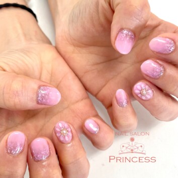 つくばみらい市　ぷっくりフラワーネイル　春ネイル　ネイルサロンプリンセス