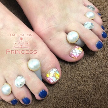 みらい平 ネイビーネイル ネイルサロンプリンセス