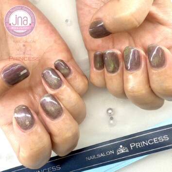 みらい平　グレーネイル　マグネットネイル　ネイルサロンプリンセス