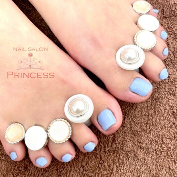 みらい平　フットネイル　ネモフィラブルー　ネイルサロンプリンセス