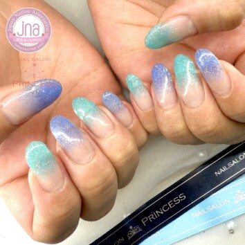 みらい平　グラデーションネイル　梅雨ネイル　ネイルサロンプリンセス