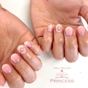 つくばみらい市　ぷっくりフラワーネイル　春ネイル　ネイルサロンプリンセス