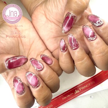 みらい平　ボルドーマグネット　ミラーネイル　ネイルサロンプリンセス