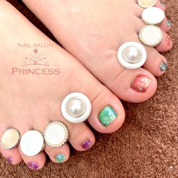 みらい平　フットネイル　マグネットネイル　ネイルサロンプリンセス