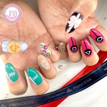 みらい平　イカゲームネイル　痛ネイル　ネイルサロンプリンセス