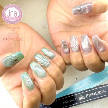 みらい平 マーメイドネイル マグネットネイル 夏ネイル ネイルサロンプリンセス