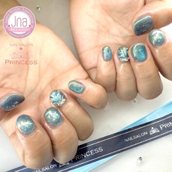 つくばみらい市　マグネットネイル　マーメイドネイル　夏ネイル　ネイルサロンプリンセス