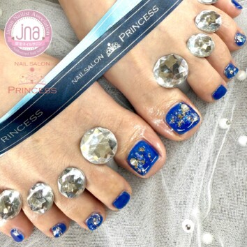 つくばみらい市　フットネイル　ブルーネイル　奥行きネイル　ネイルサロンプリンセス