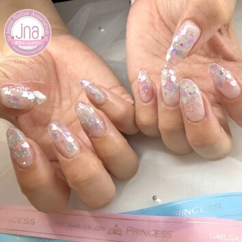 みらい平　クリアネイル　ハートホロネイル　ジェルスカルプ　ネイルサロンプリンセス