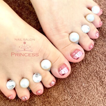 つくばみらい市　フットネイル　バイカラーネイル