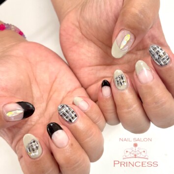 みらい平　ツイードネイル　ネイルサロンプリンセス