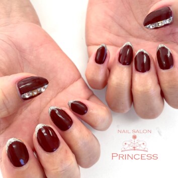 みらい平　ボルドーネイル　スキニーネイル　ネイルサロンプリンセス
