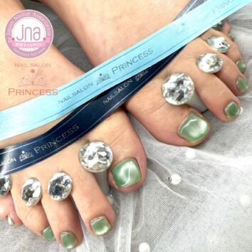 みらい平 フットネイル マグネットネイル グリーンネイル ネイルサロンプリンセス