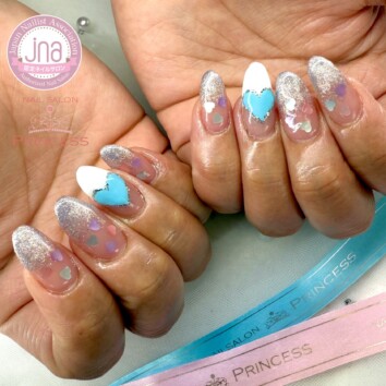 つくばみらい市 グラデーションネイル ハートネイル ネイルサロンプリンセス