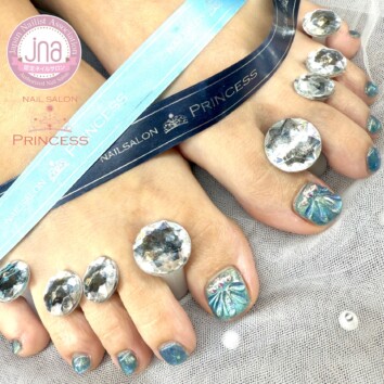 みらい平 フットネイル マグネットネイル マーメイドネイル ネイルサロンプリンセス